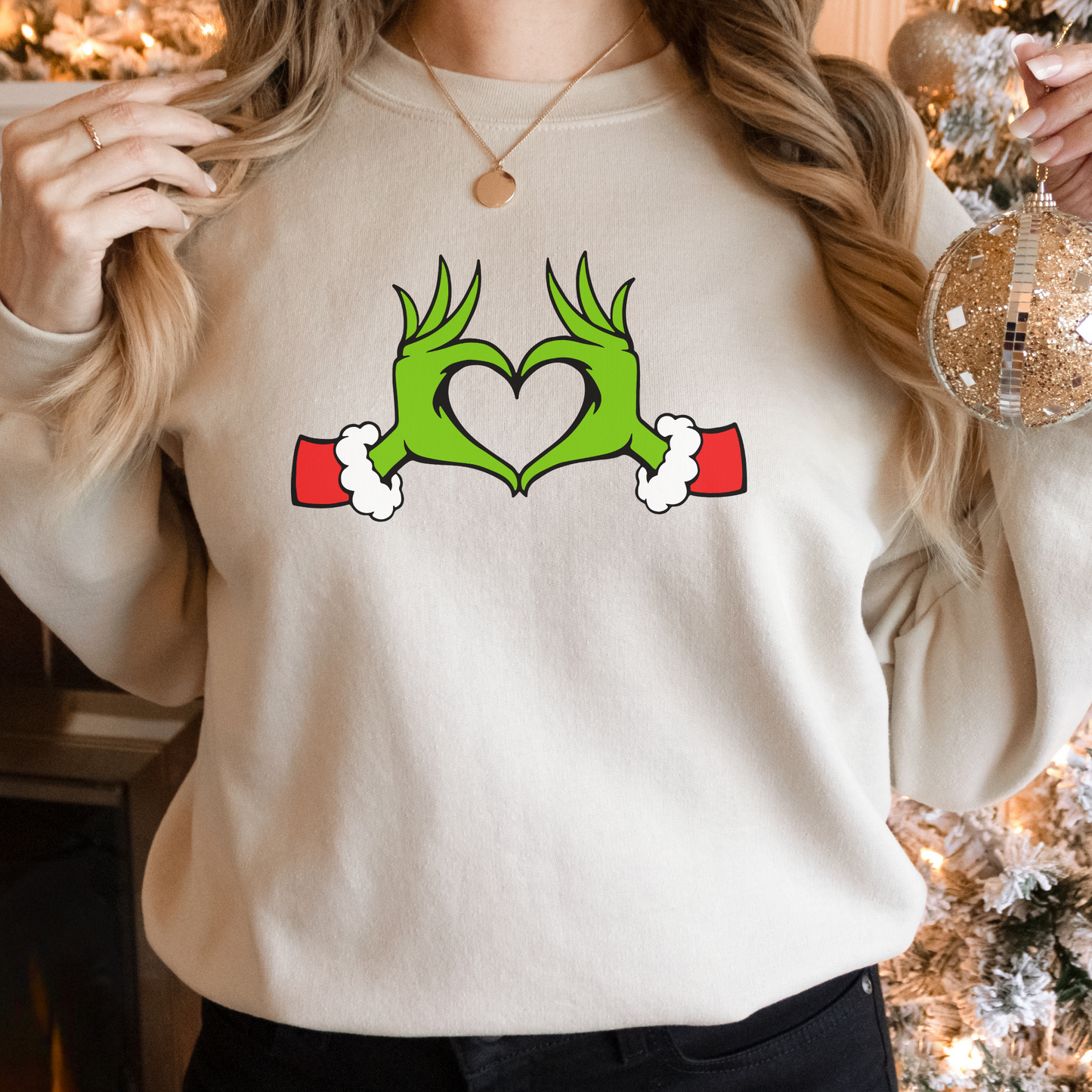 Christmas Shirt, Grinch Shirt, Dr. Seuss Outfit, Christmas Gift, Heart Hands Graphic Sweatshirt, Holiday Shirt, Xmas Women Clothing, Grinch Lover (Copy)