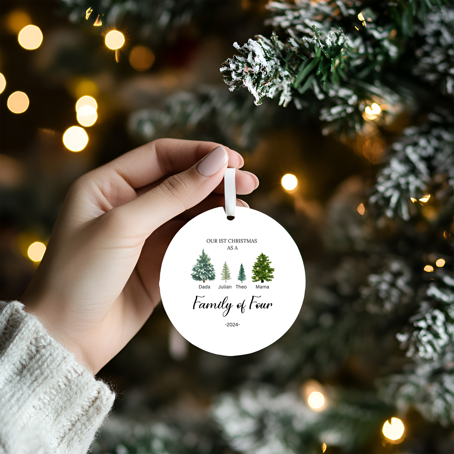Family of Three Christmas Ornament - Family of 3 - Family Ornament - Personalized Baby's First Christmas Ornament, First Christmas Ornament