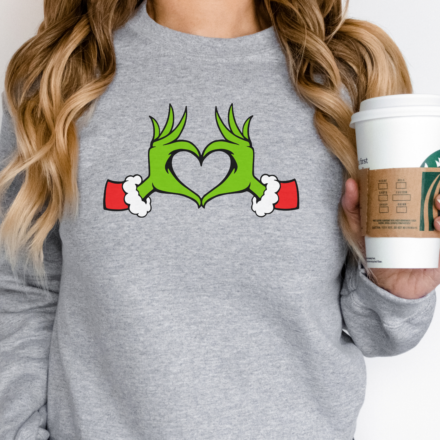 Christmas Shirt, Grinch Shirt, Dr. Seuss Outfit, Christmas Gift, Heart Hands Graphic Sweatshirt, Holiday Shirt, Xmas Women Clothing, Grinch Lover (Copy)