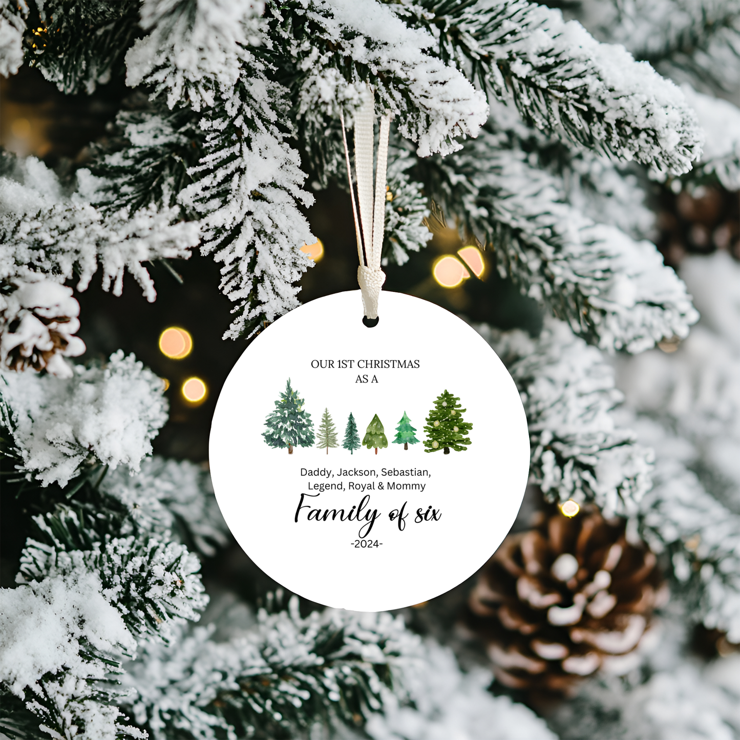 Family of Three Christmas Ornament - Family of 3 - Family Ornament - Personalized Baby's First Christmas Ornament, First Christmas Ornament