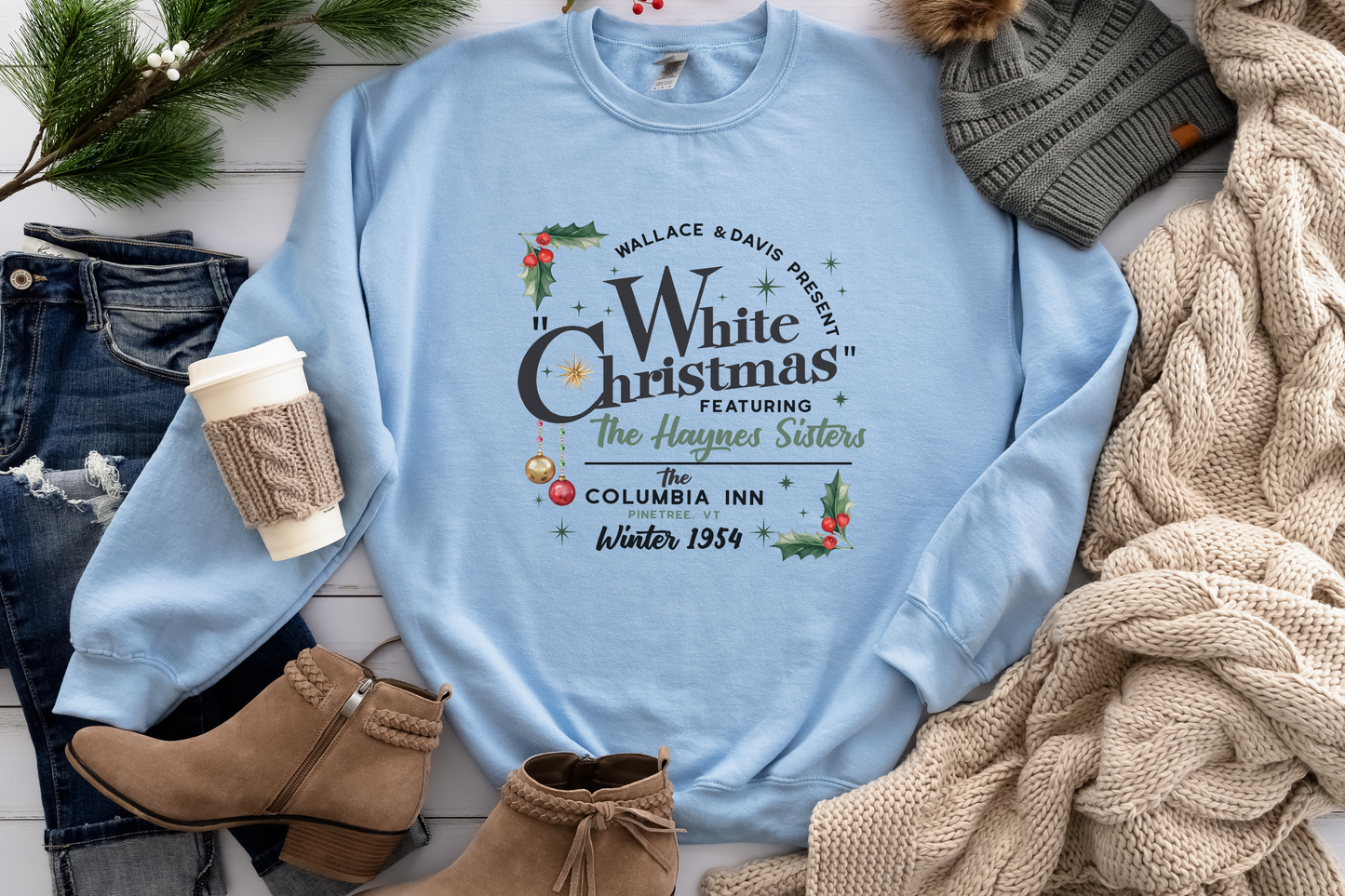 Christmas Shirt, White Christmas Sweatshirt, Columbia Inn Pine Tree Vermont Christmas Sweatshirt, Christmas Movie Sweatshirt, A White Christmas Shirt
