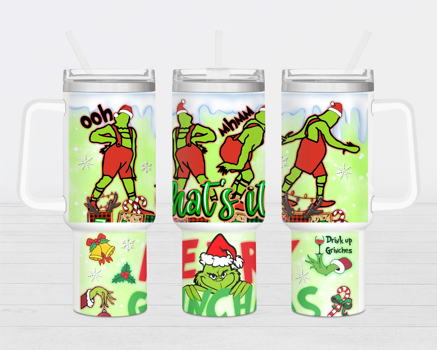 40oz Stanley Grinch Tumbler Green grinch glittered, Grinch Tumblers - Christmas Tumbler - Stink Stank Stunk, the Grinch Stole Christmas Gift