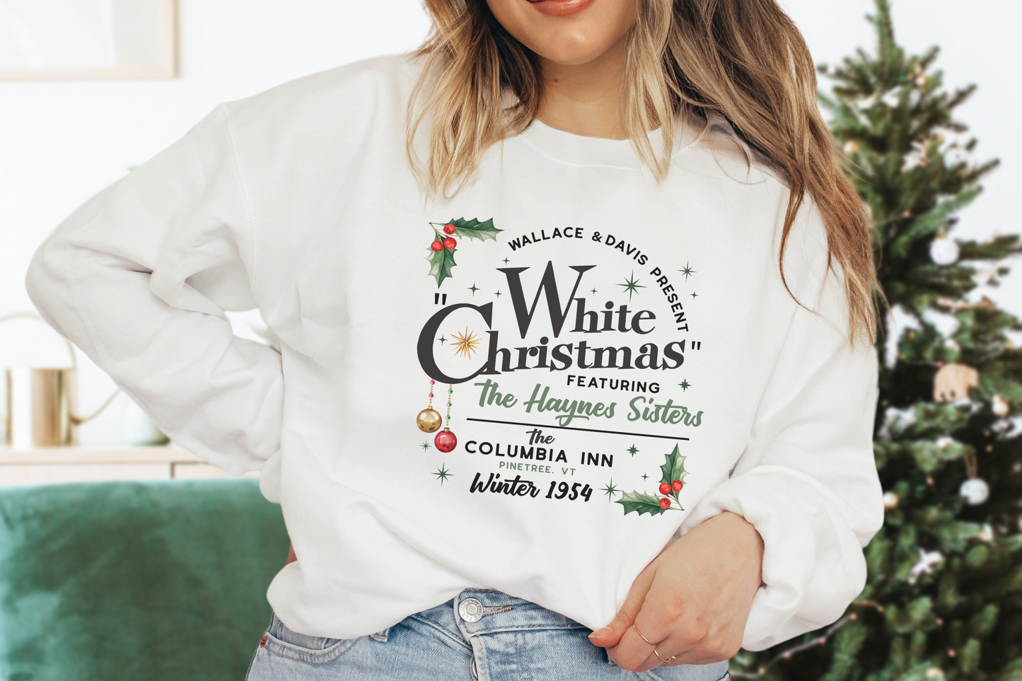 Christmas Shirt, White Christmas Sweatshirt, Columbia Inn Pine Tree Vermont Christmas Sweatshirt, Christmas Movie Sweatshirt, A White Christmas Shirt
