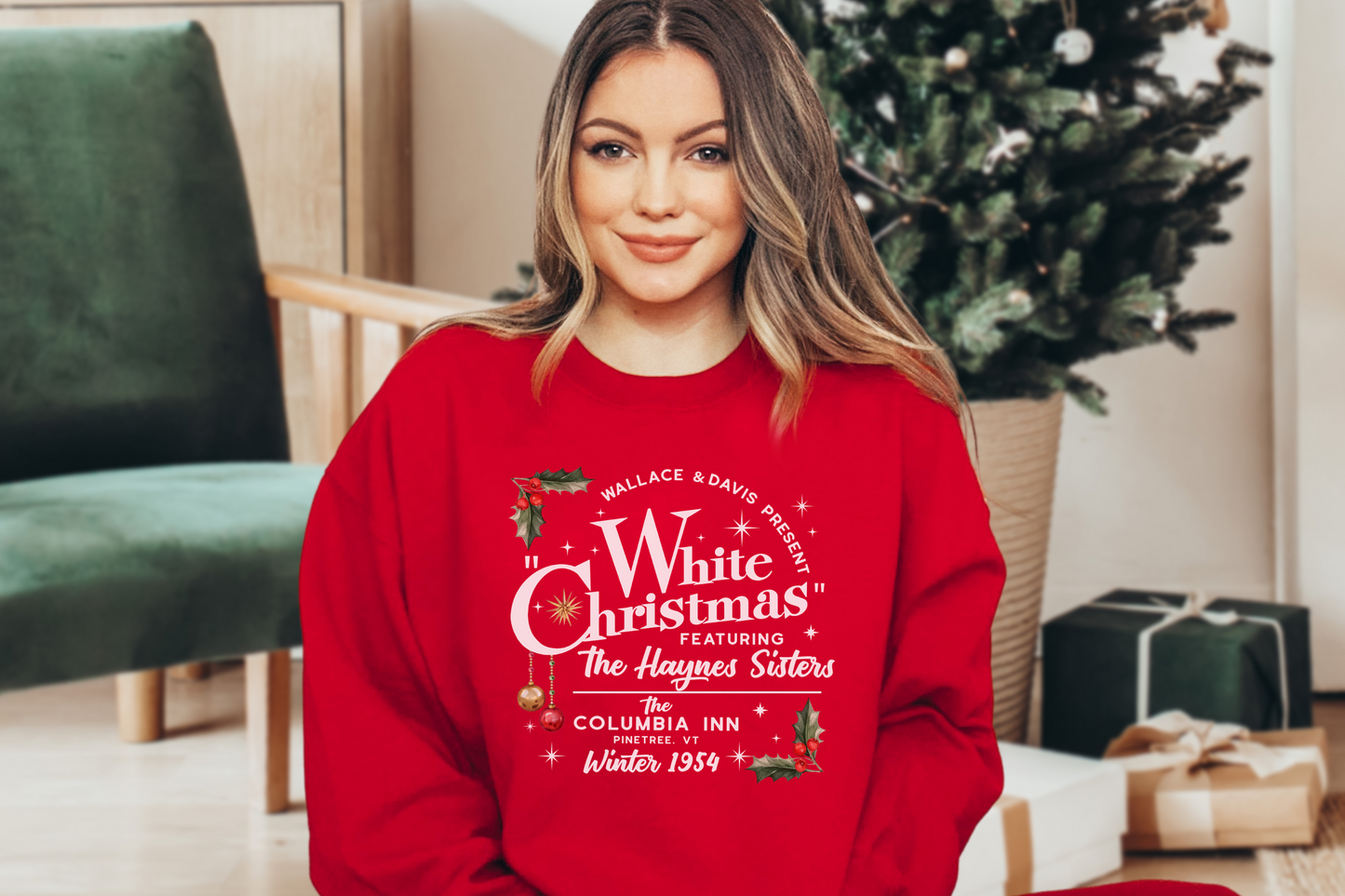 Christmas Shirt, White Christmas Sweatshirt, Columbia Inn Pine Tree Vermont Christmas Sweatshirt, Christmas Movie Sweatshirt, A White Christmas Shirt