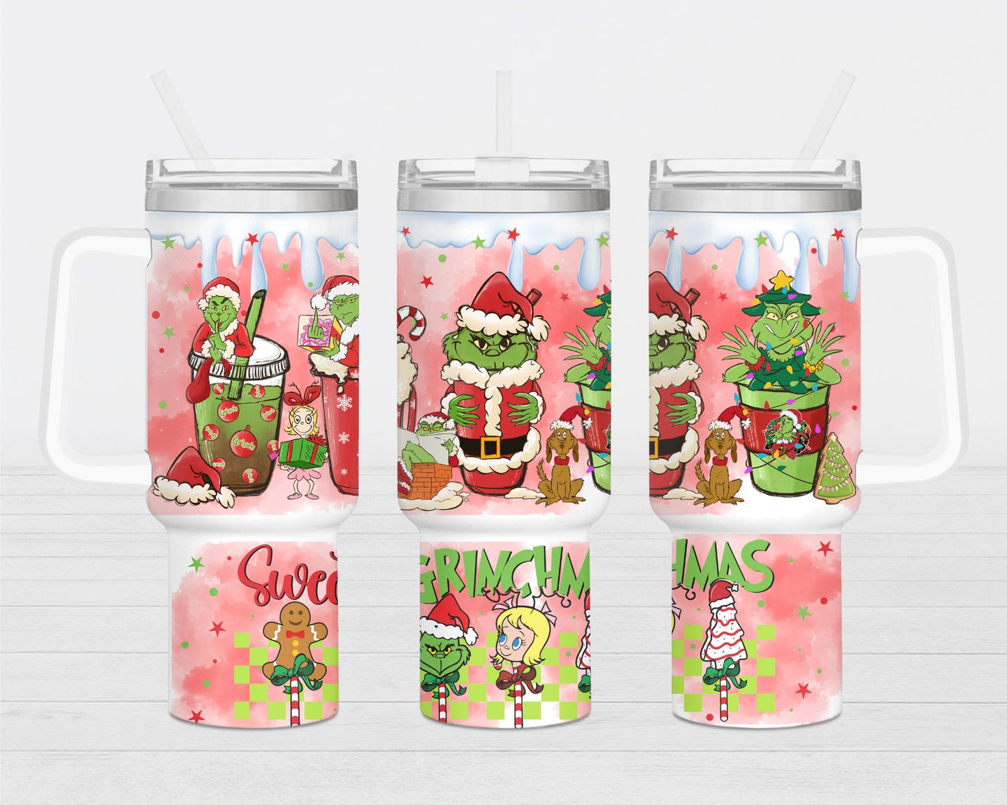 40oz Stanley Grinch Tumbler Green grinch glittered, Grinch Tumblers - Christmas Tumbler - Stink Stank Stunk, the Grinch Stole Christmas Gift