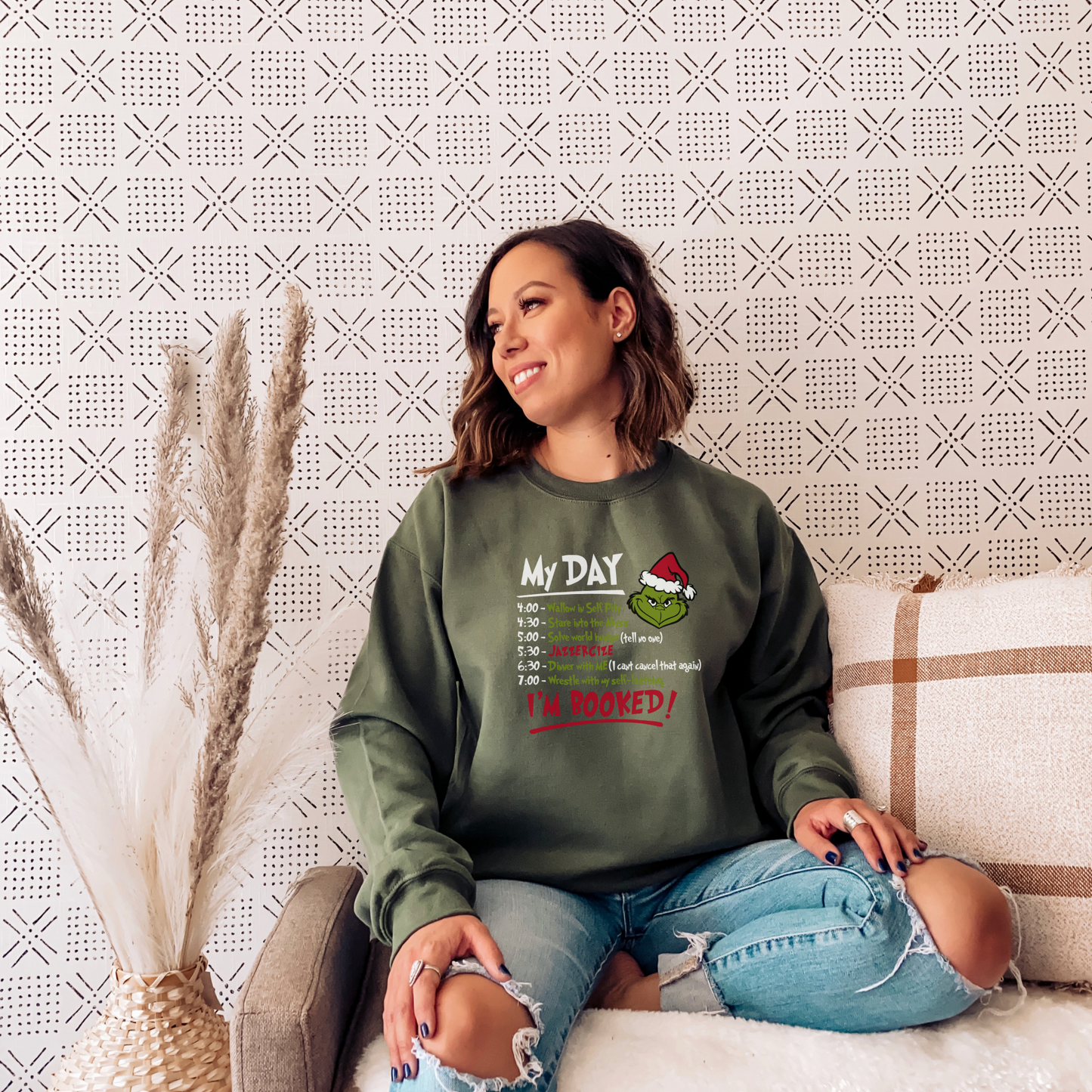 My Day I'm Booked Sweatshirt, The Grinch Christmas Schedule Sweatshirt, Women Christmas Sweatshirt, Grinchmas Shirts, Christmas Graphic Tee