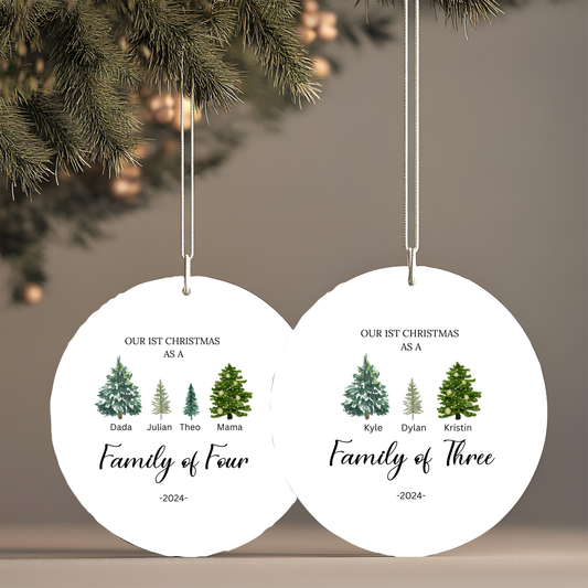 Family of Three Christmas Ornament - Family of 3 - Family Ornament - Personalized Baby's First Christmas Ornament, First Christmas Ornament