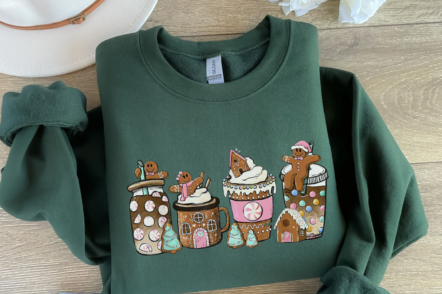 Gingerbread Christmas Coffee Shirt, Christmas coffee Sweatshirt, women Holiday sweater, Xmas Tee, Coffee Lover gift, Latte drink Crewneck