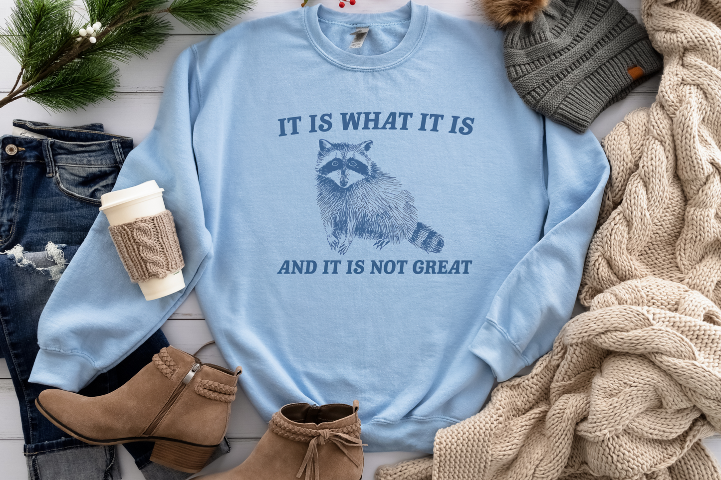 It Is What It Is And It Is Not Great Sweatshirt, Mental Health Sweatshirt, Funny Sweatshirt Women, Meme Sweatshirt, Raccoon Shirt, Gag Tee