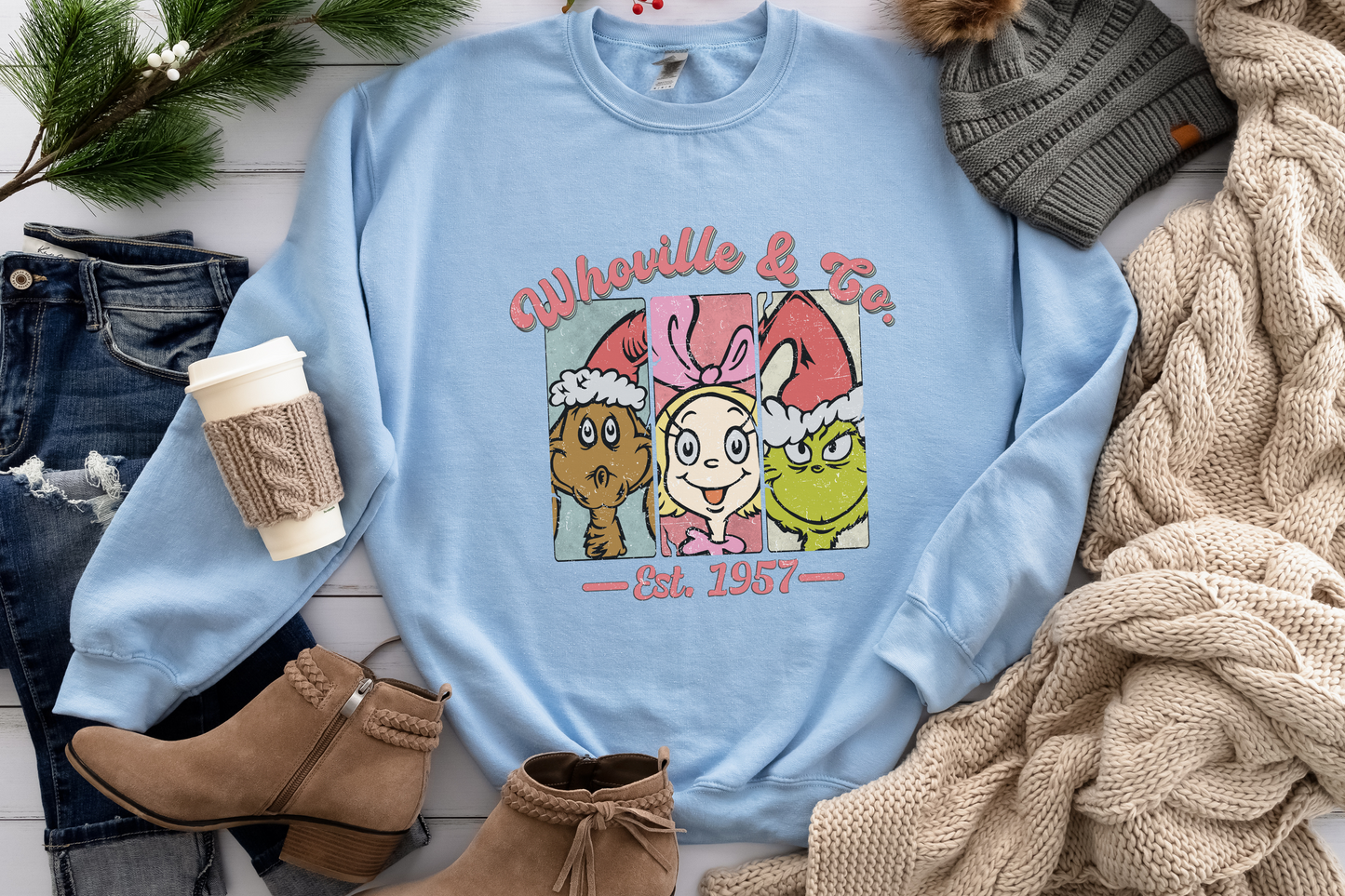 Christmas Whoville University Est 1957 Sweatshirt, Grinch Shirt, Christmas Family Gift, Christmas Shirt, Retro Grinch Tshirts, Xmas Sweater