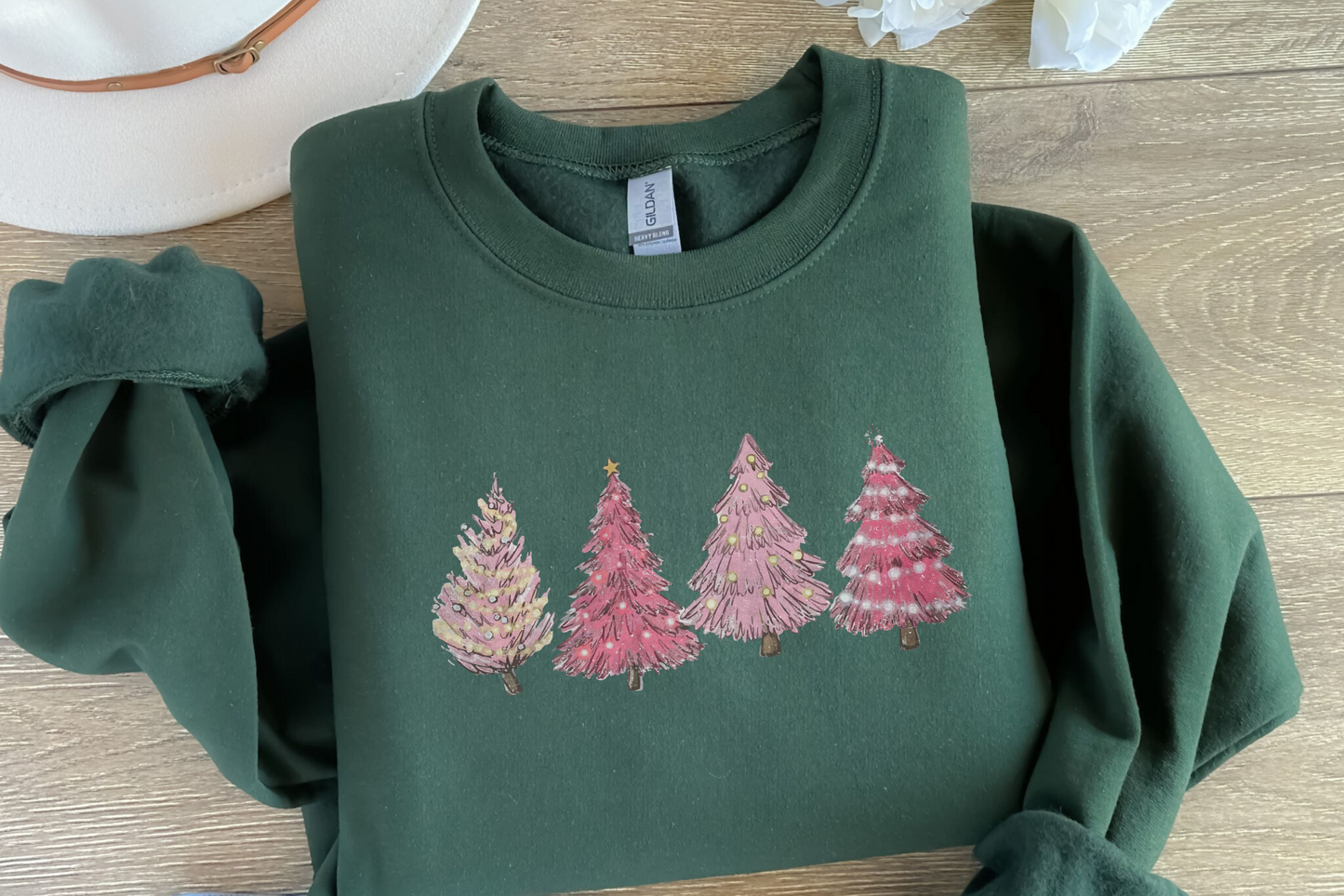 Christmas Shirt, Pink Tree Christmas Sweater, Christmas Sweater, Christmas Crewneck, Christmas Tree Sweatshirt, Holiday Sweaters for Women, Winter Sweatshirt