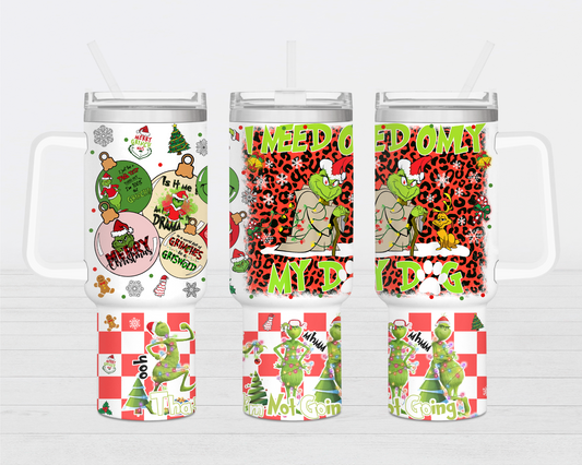 40oz Stanley Grinch Tumbler Green grinch glittered, Grinch Tumblers - Christmas Tumbler - Stink Stank Stunk, the Grinch Stole Christmas Gift